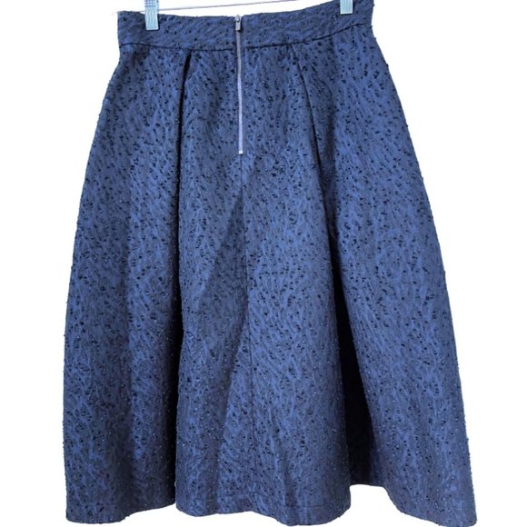 New Deep Blue and Black Textured Evening Skirt in Midi Length 10 - Picture 3 of 3